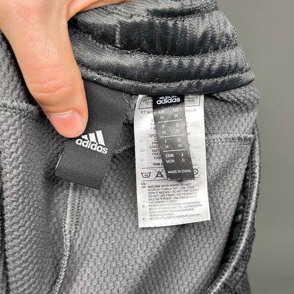 Adidas Sweatpants Dark Heather Grey Joggers Black Logo Ankle Zippers to Flare - Picture 4 of 4